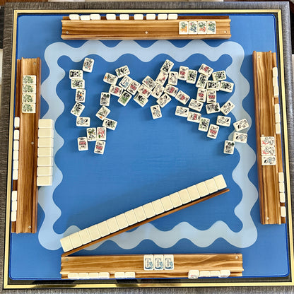 Blue Wavy Mahjong Mat